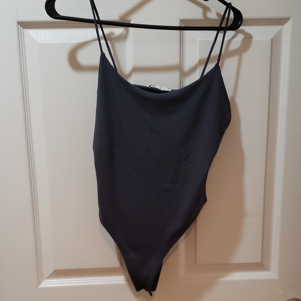 Zara Charcoal Gray Bodysuit Size Med.   Spaghetti Straps
